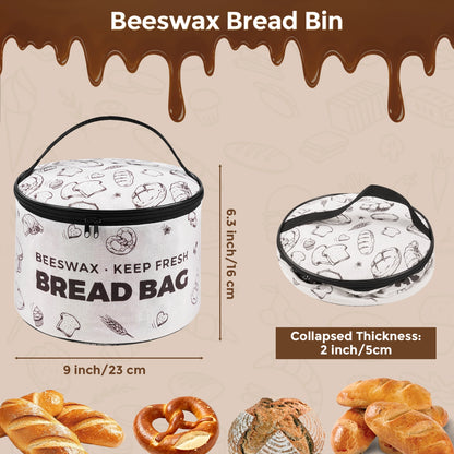 Reusable Beeswax Bread Box with Zippered Lid