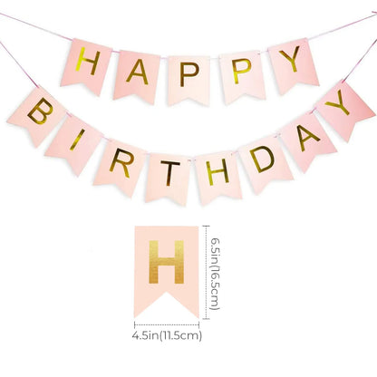 Pre Strung Glitter Happy Birthday Garland, Hanging Letter Party Banner
