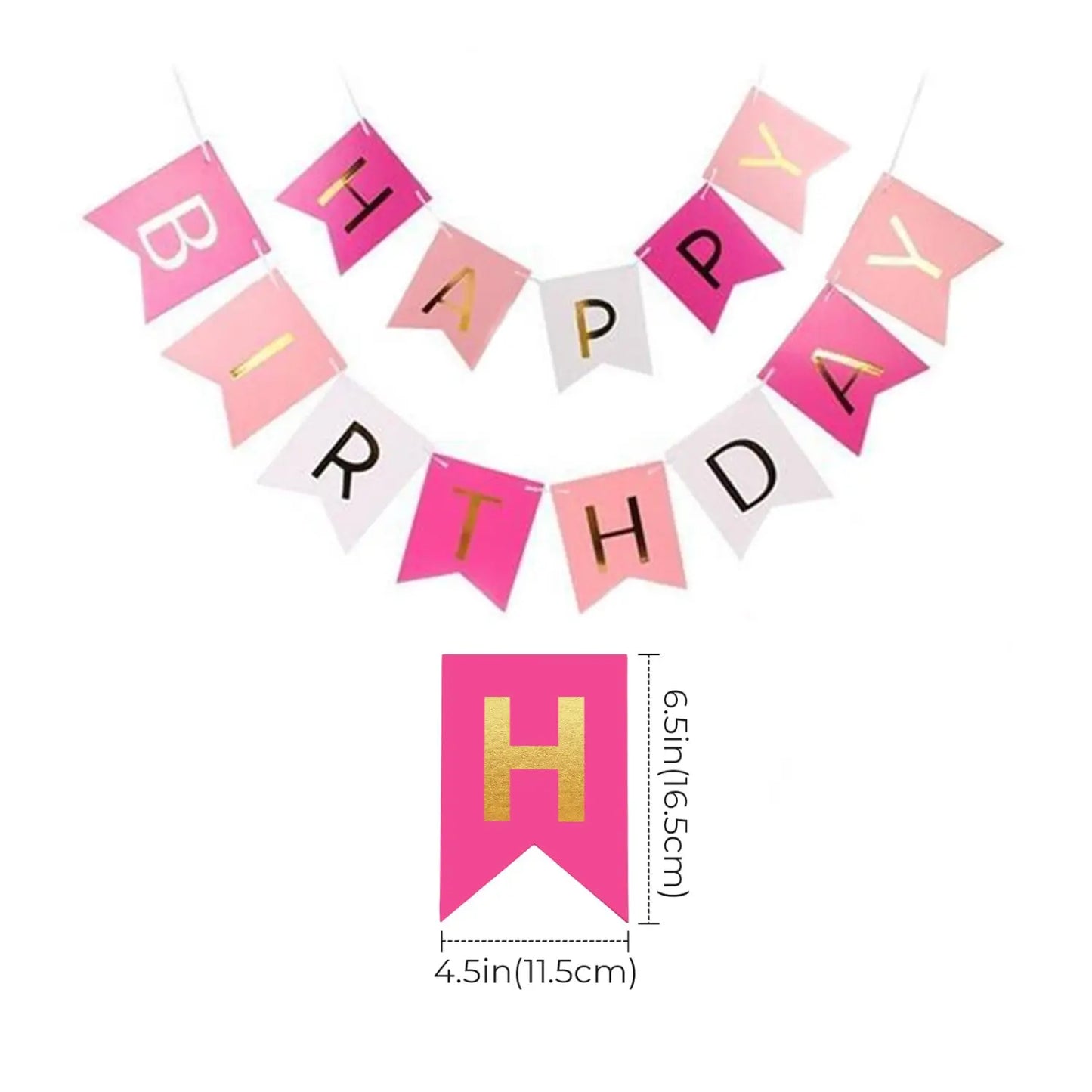 Pre Strung Glitter Happy Birthday Garland, Hanging Letter Party Banner