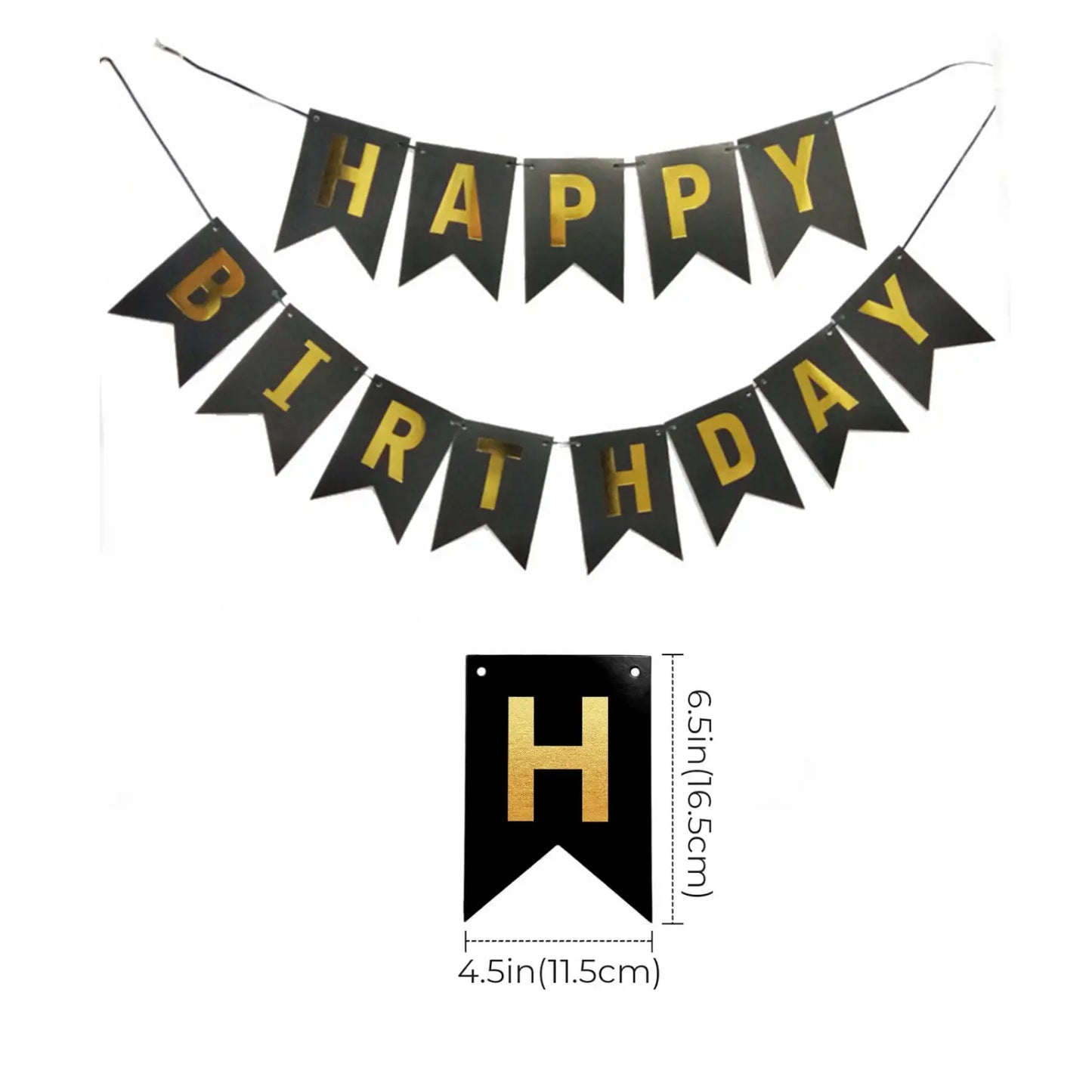 Pre Strung Glitter Happy Birthday Garland, Hanging Letter Party Banner
