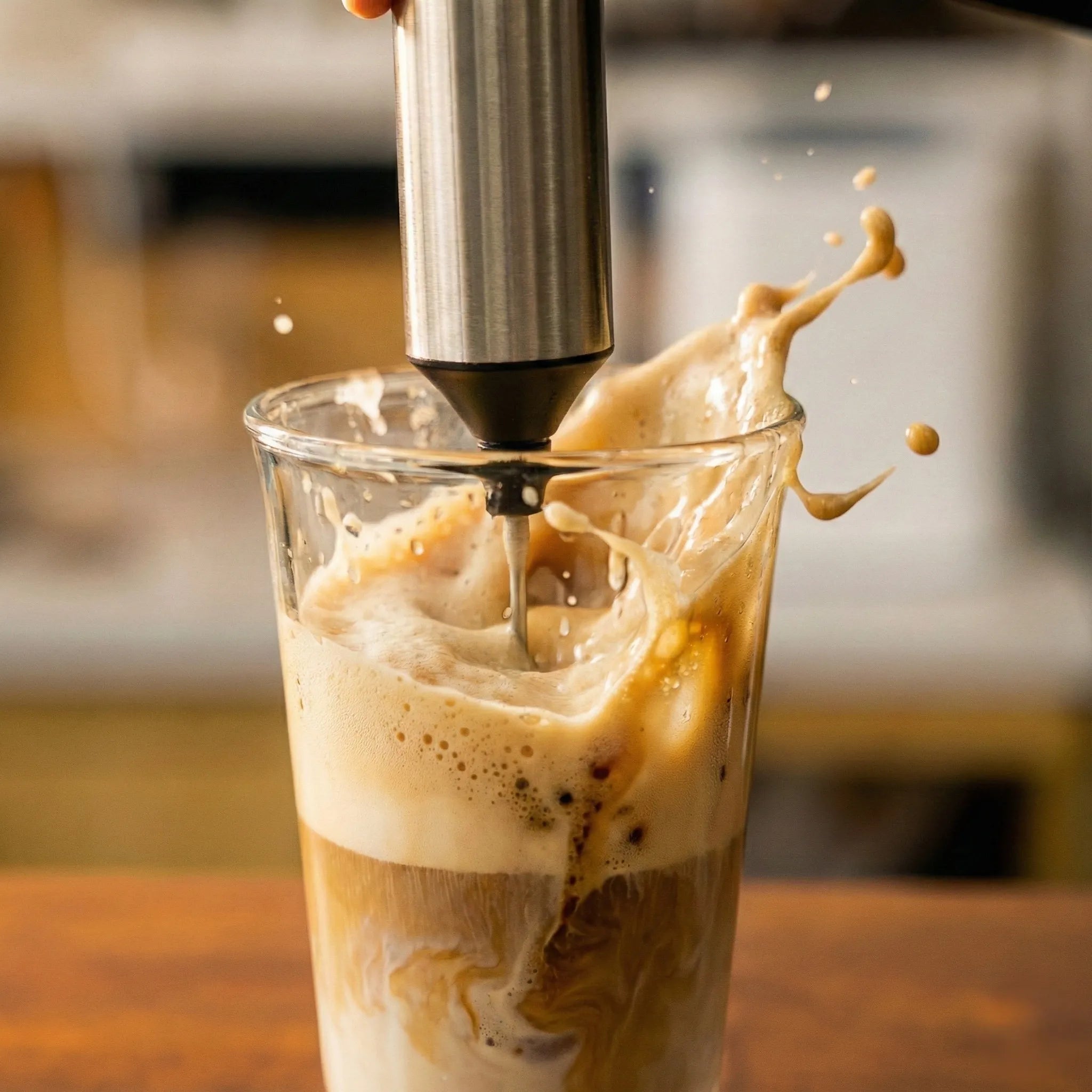 use handheld whisk for coffee and latte 