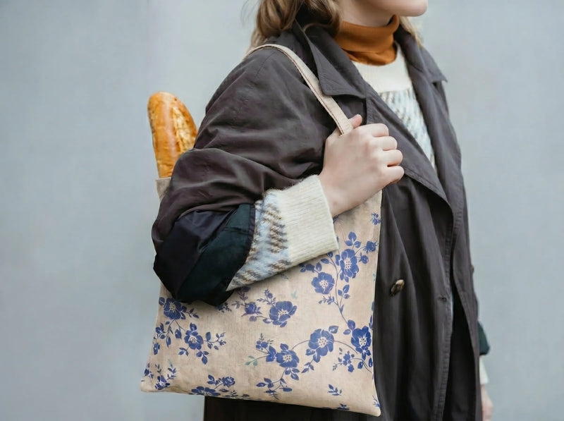 reusable beeswax bread bag keeping baguette fresh in breathable eco-friendly cotton storage bag