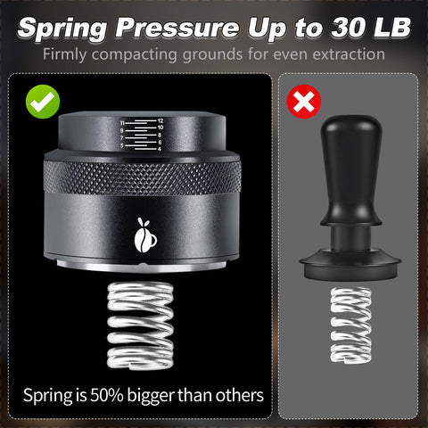 Prensador de palma para café espresso de 51 mm, 53 mm y 58 mm, color negro