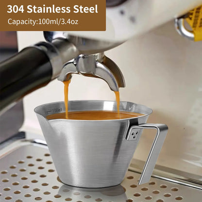 2-Pack Stainless Steel Espresso Shot Cups with Handle, 100ml (Silver)