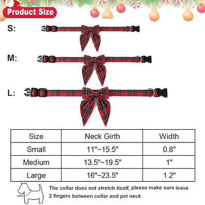 Christmas Dog Collar with Detachable Bow Red