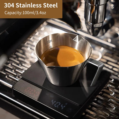 2-Pack Stainless Steel Espresso Shot Cups with Handle, 100ml (Silver)