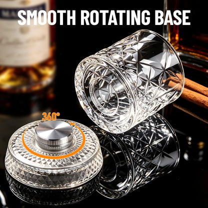 Whiskey Glass with 360° Rotating Bases 2Pcs