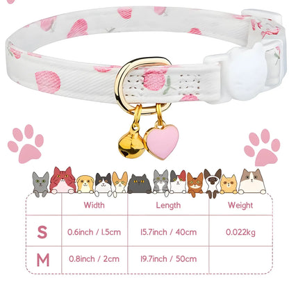Cotton Breakaway Cat Collar with Strawberry Pendant Pink