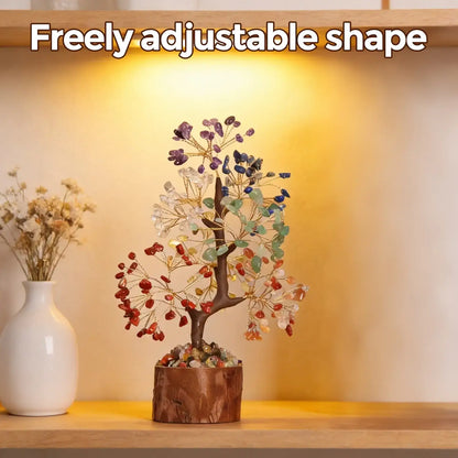 7 Chakra Crystal Wire Tree, Wooden Base Home Office Desk Decor Gift