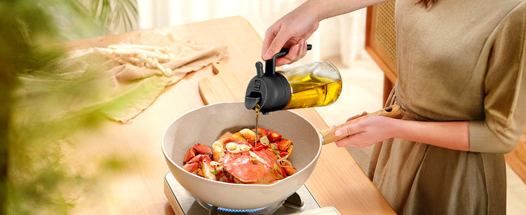 pour yarramate oil sprayer in the pan