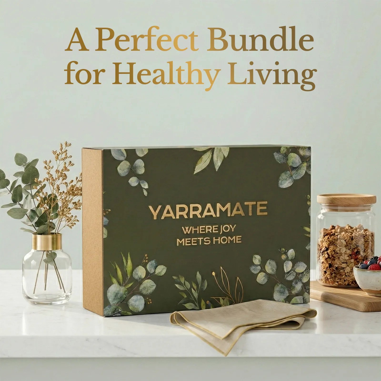 Yarramate healthy living kitchen gift bundle box on a modern countertop