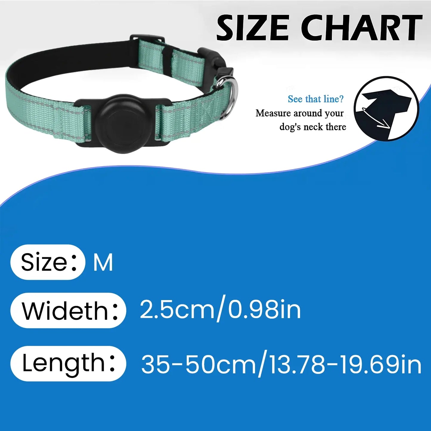 Reflective AirTag Dog Collar with Waterproof Holder
