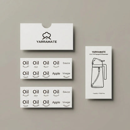 label stickers of 2 in 1 Glass Oil Sprayer Bottle