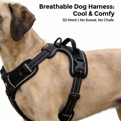 No Pull Dog Harness, Reflective Adjustable Vest with Front Clip & Control Handle
