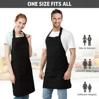 Water Resistant Cooking Apron with 2 Pockets, Adjustable Kitchen BBQ Craft Apron
