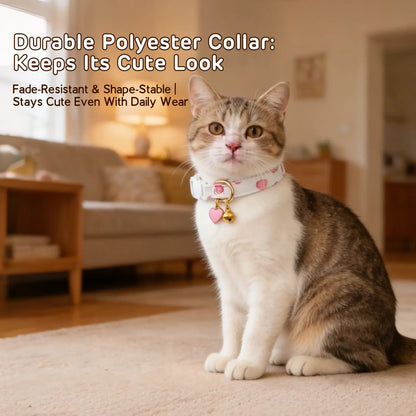Cotton Breakaway Cat Collar with Strawberry Pendant Pink