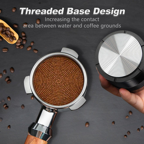 Prensador de palma para café espresso de 51 mm, 53 mm y 58 mm, color negro