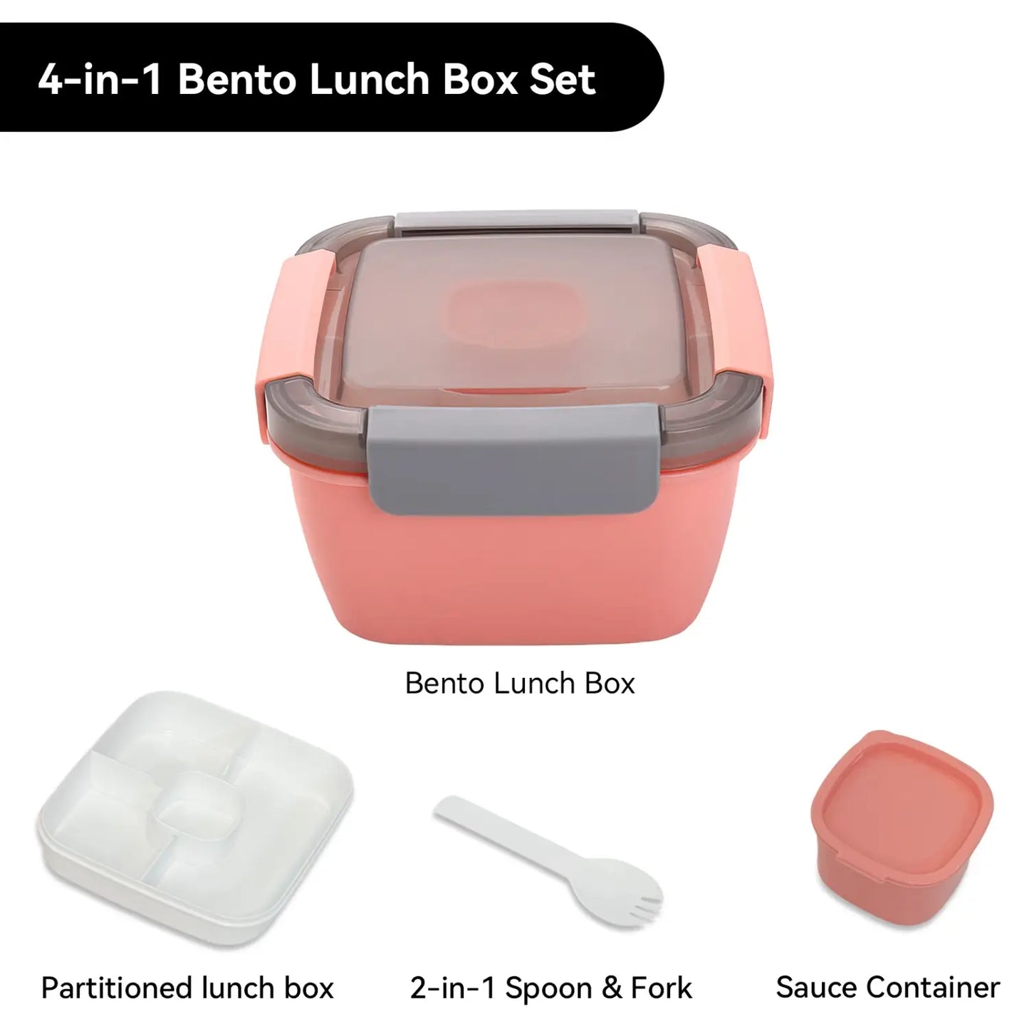 40oz 2-Layer Stackable Lunch Box with 3 Compartments