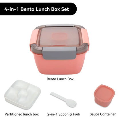 40oz 2-Layer Stackable Lunch Box with 3 Compartments