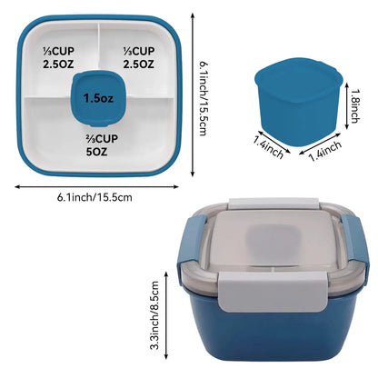 40oz 2-Layer Stackable Lunch Box with 3 Compartments