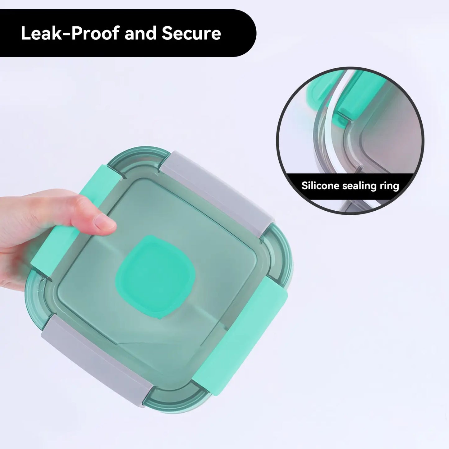 40oz 2-Layer Stackable Lunch Box with 3 Compartments