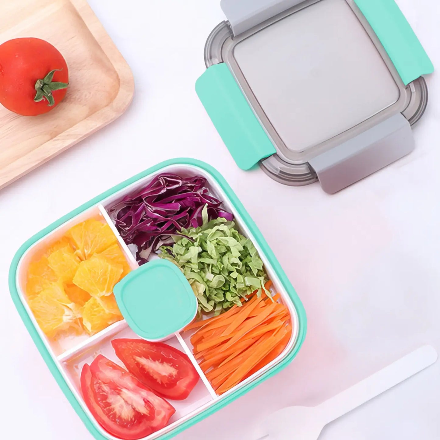 40oz 2-Layer Stackable Lunch Box with 3 Compartments