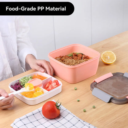 40oz 2-Layer Stackable Lunch Box with 3 Compartments