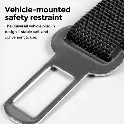 Black Elastic Buffer Dog Car Seatbelt, Adjustable Safe Nylon Pet Harness Leash 1 Pack