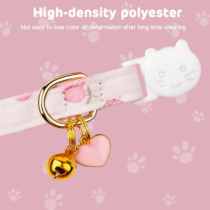 Cotton Breakaway Cat Collar with Strawberry Pendant Pink