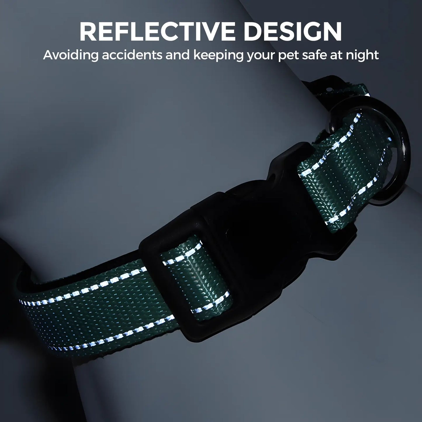 Reflective AirTag Dog Collar with Waterproof Holder