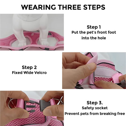 Step-in Mesh Puppy Harness, Soft Padded Reflective Vest for Small Dogs