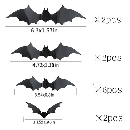 12PCS 3D Halloween Bat Wall Stickers