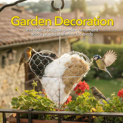 Handmade Alpaca Fiber Heart Bird Nesting Holder, Outdoor Garden Wild Bird Supply