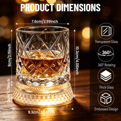 Whiskey Glass with 360° Rotating Bases 2Pcs