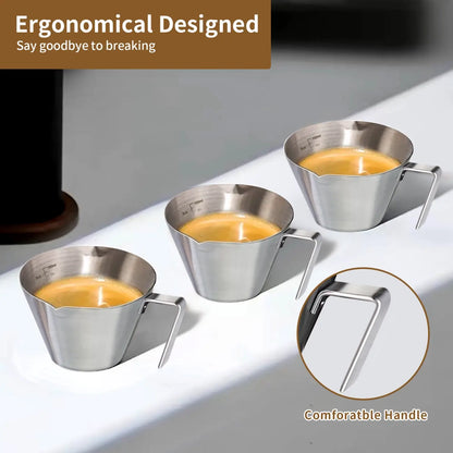2-Pack Stainless Steel Espresso Shot Cups with Handle, 100ml (Silver)