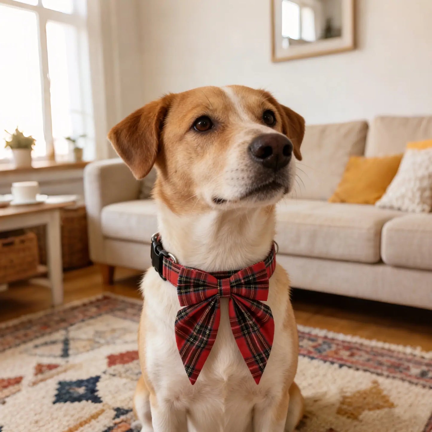 Christmas Dog Collar with Detachable Bow Red