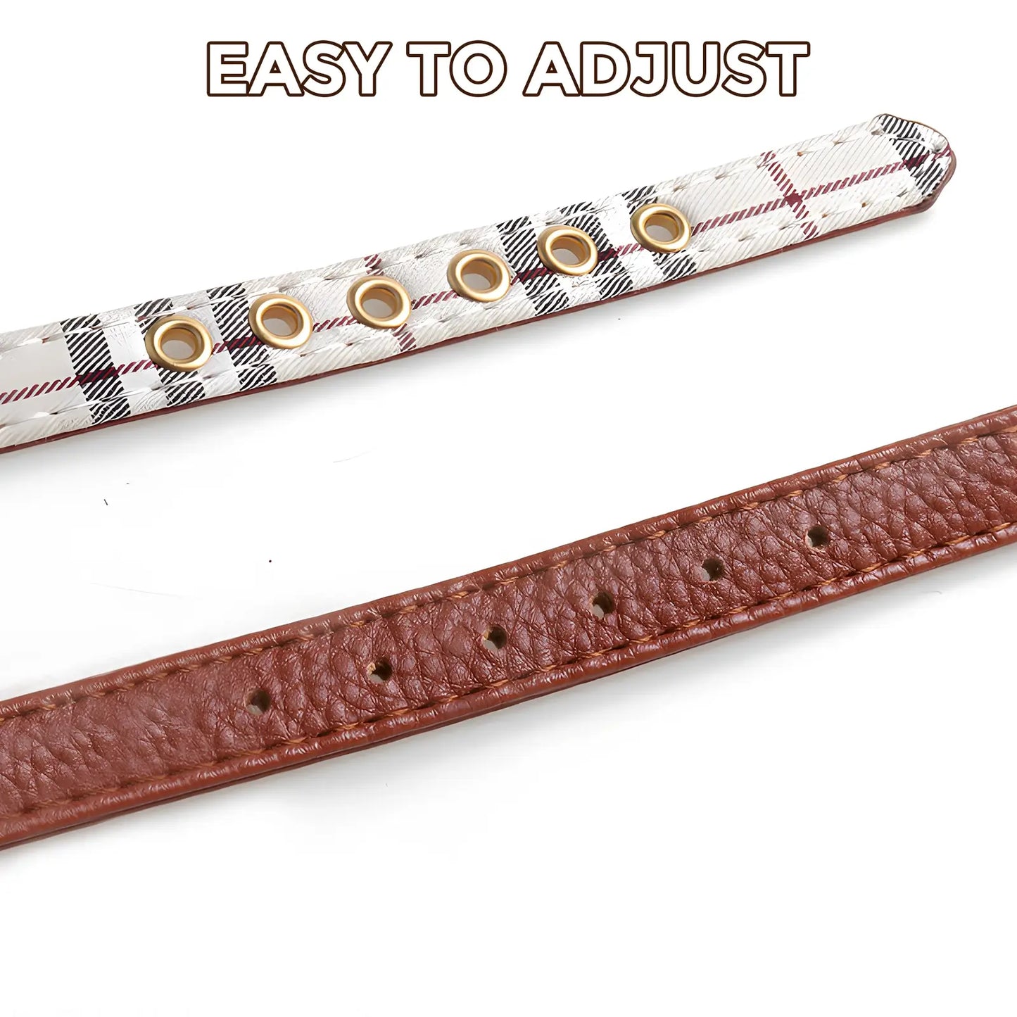 Plaid Dog Collar with Bow Bell, Adjustable Soft Checkered Pet Collar for Small