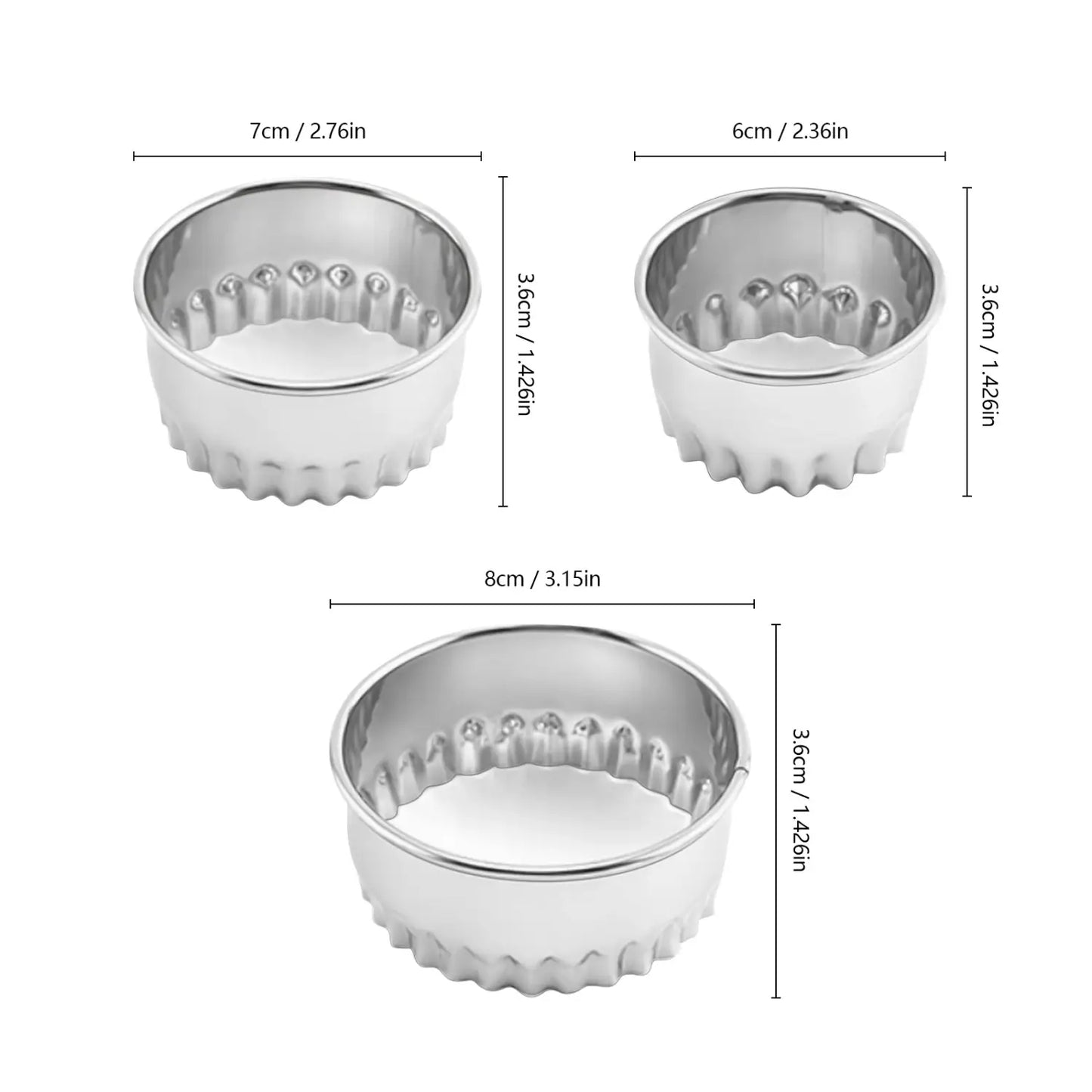 3-Piece Stainless Steel Biscuit & Cookie Cutter Set