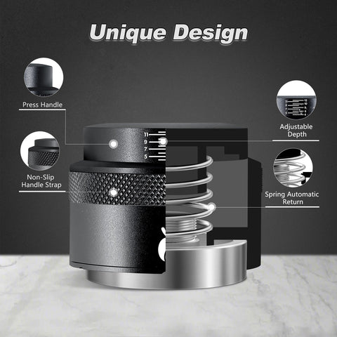 Prensador de palma para café espresso de 51 mm, 53 mm y 58 mm, color negro