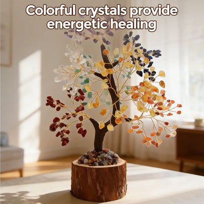 7 Chakra Crystal Wire Tree, Wooden Base Home Office Desk Decor Gift