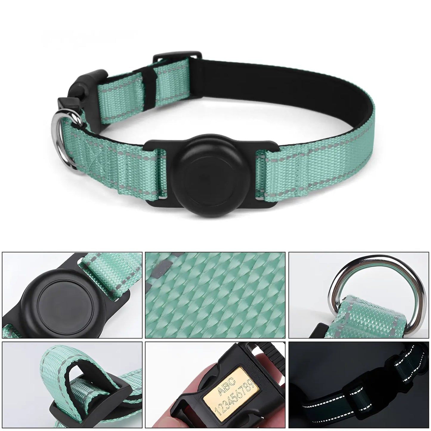 Reflective AirTag Dog Collar with Waterproof Holder
