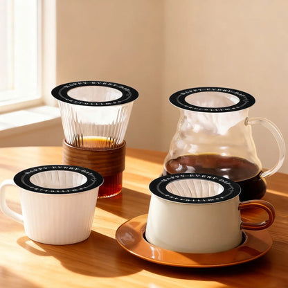 50-Pack Disposable Pour Over Coffee Filters, Portable Paper Drip Filters Black