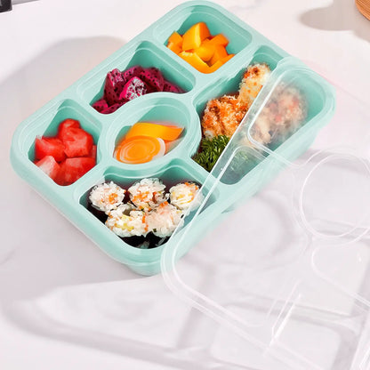 6-Compartment Bento Lunch Box with Lid, Stackable Food Container
