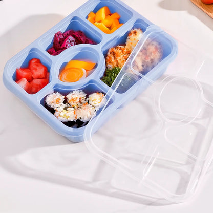 6-Compartment Bento Lunch Box with Lid, Stackable Food Container