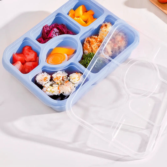 6-Compartment Bento Lunch Box with Lid, Stackable Food Container
