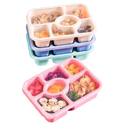 6-Compartment Bento Lunch Box with Lid, Stackable Food Container
