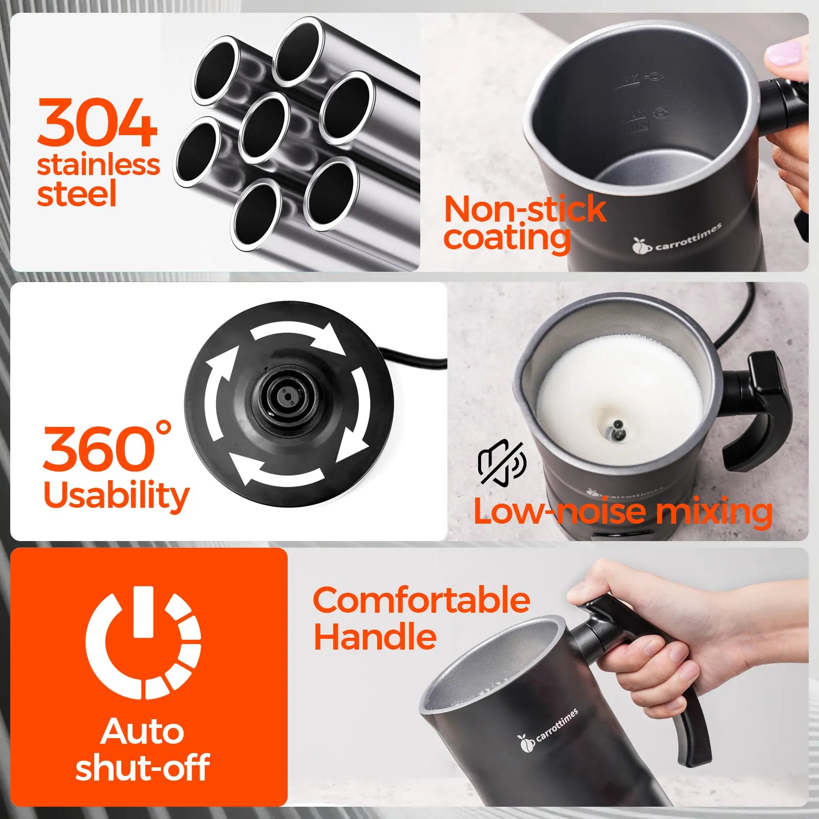 stainless steel and Non-stick coating milk frother