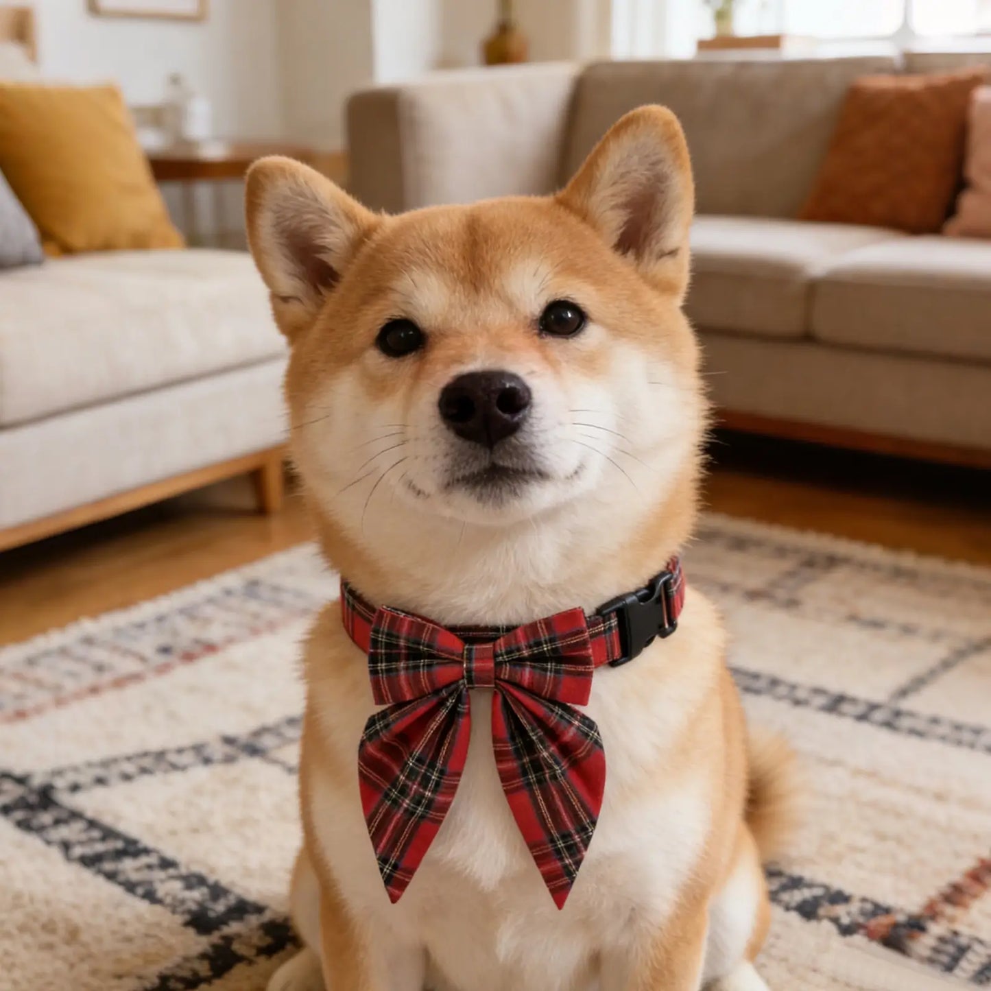 Christmas Dog Collar with Detachable Bow Red