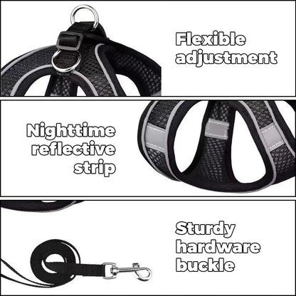 Adjustable Double Mesh Dog Harness, Soft No Pull No Choke Vest Small Medium Dogs