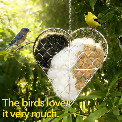 Handmade Alpaca Fiber Heart Bird Nesting Holder, Outdoor Garden Wild Bird Supply